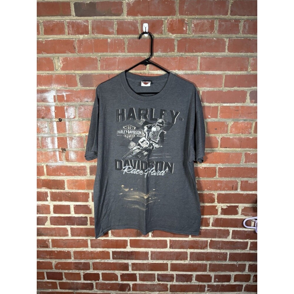 Vintage Y2k Harley Davidson Grey Shirt Motorcycle Biker Race Hard Adult XL